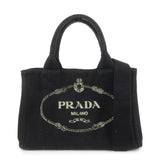 PRADA Canapa Mini Canvas 2Way Bag Hand Bag Black 1BG439
