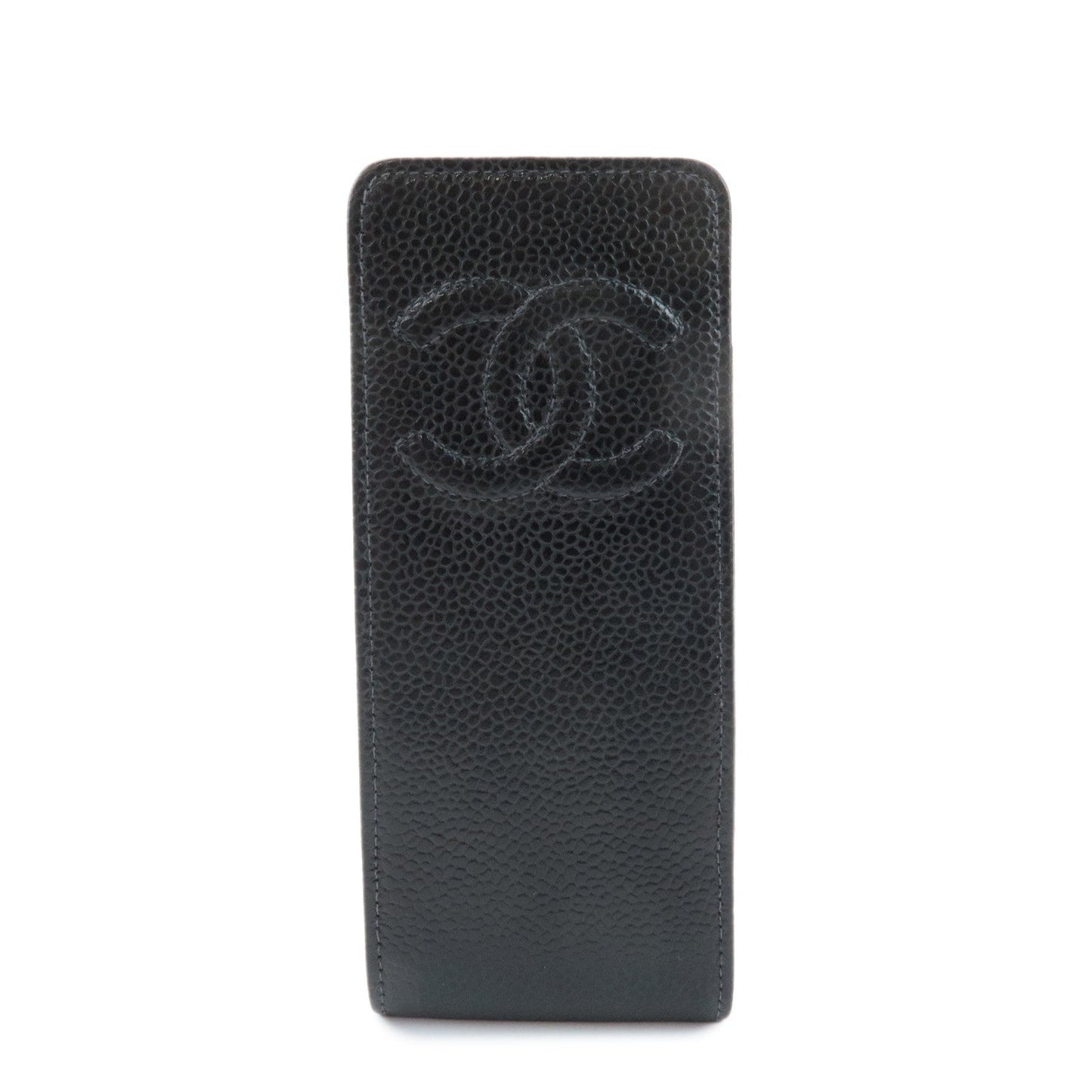 CHANEL COCO Mark Caviarskin Cell Phone Case Black  d