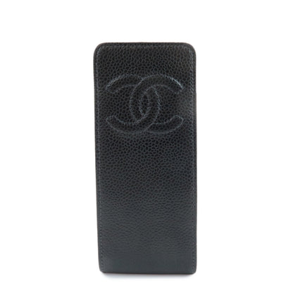 CHANEL COCO Mark Caviarskin Cell Phone Case Black  d
