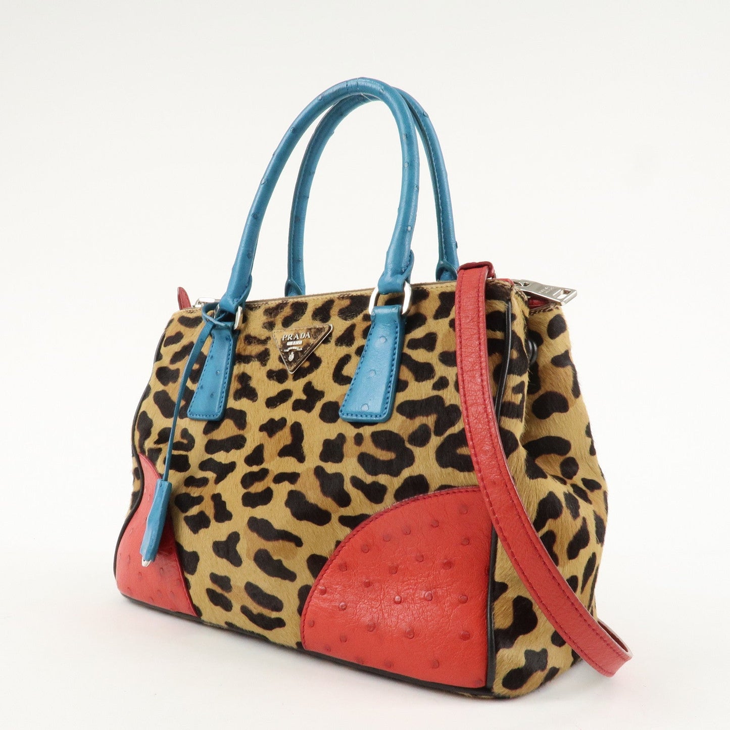 PRADA Galleria Triangle Logo Unborn Calf Leather 2Way Bag 1BA863  d