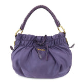 PRADA Ribbon Nylon Leather Shoulder Bag Hand Bag Purple BR4237