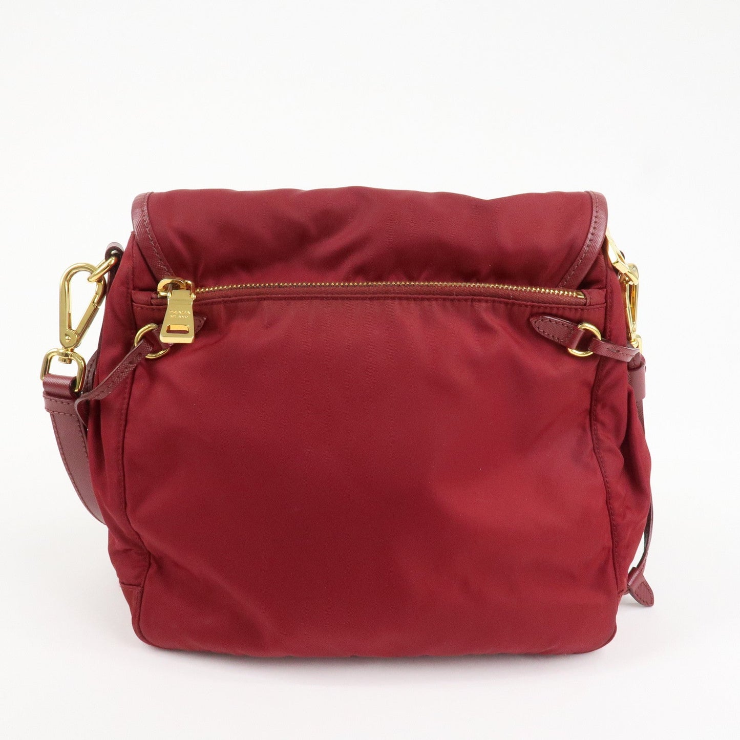PRADA Logo Nylon Leather Shoulder Bag Crossbody Bag Bordeaux BT0692  d