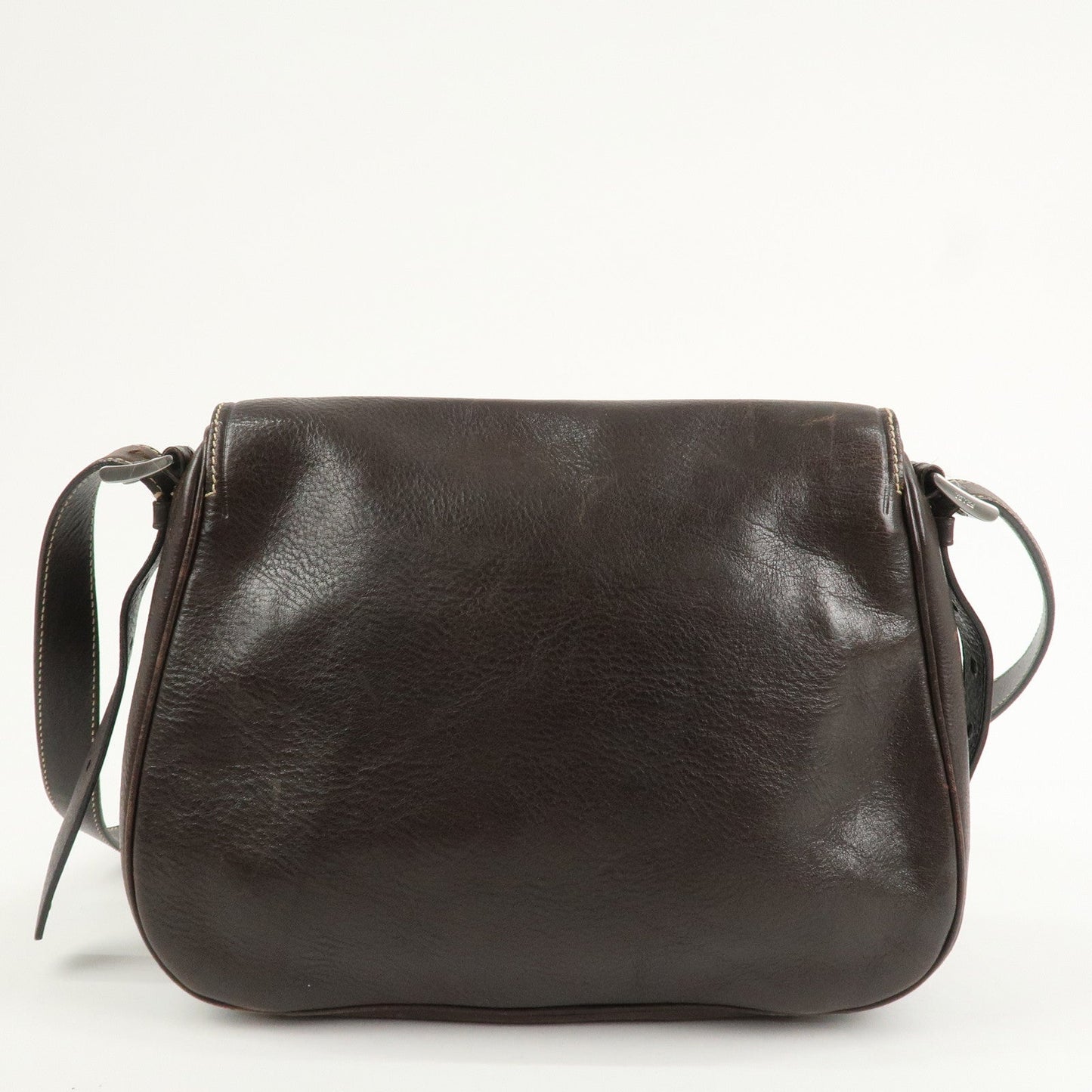 PRADA Logo Leather Shoulder Bag Crossbody Bag Brown