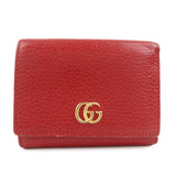 GUCCI GG Marmont Leather Tri-fold Compact Wallet Red 474746