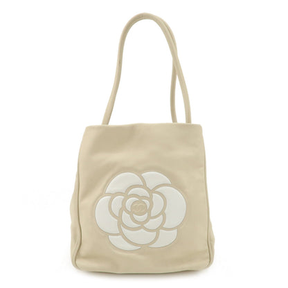 CHANEL Cameria Leather Tote Bag Shoulder Bag Beige White A20856  d