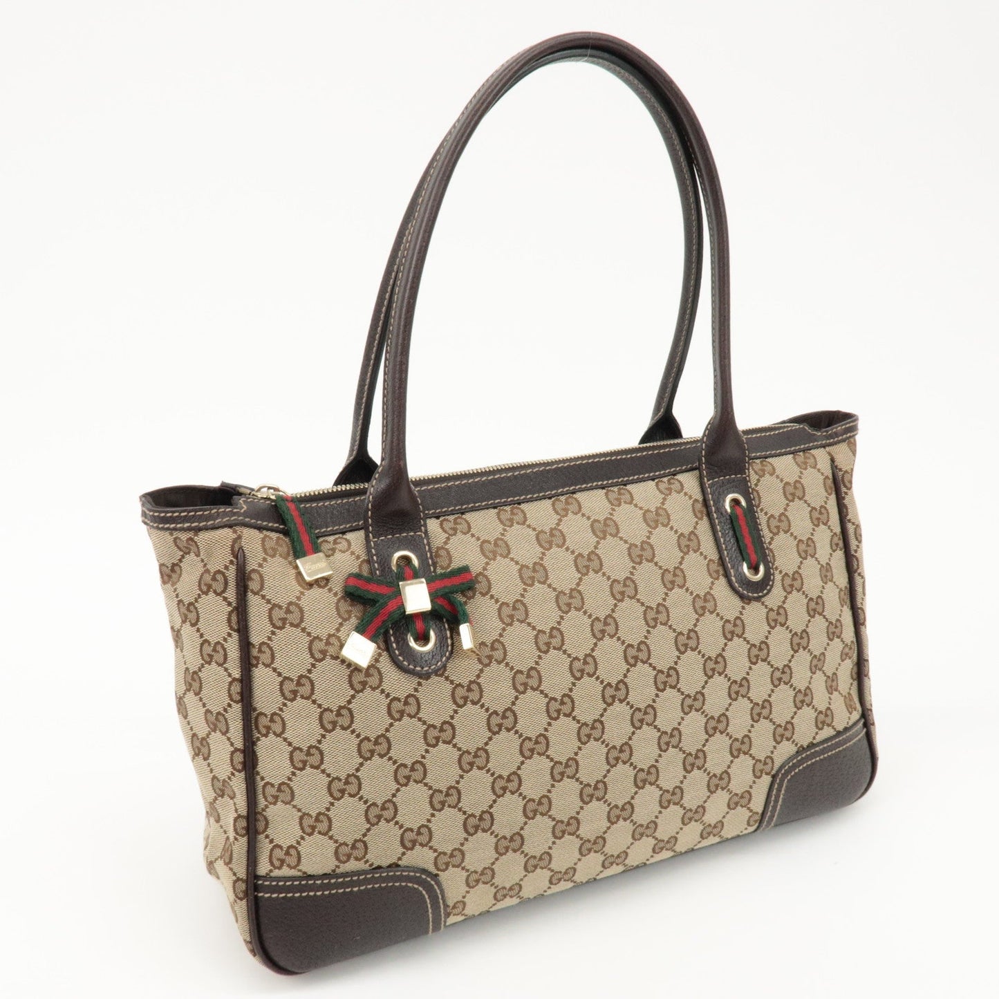 GUCCI Princy Sherry GG Canvas Leather Tote Bag Beige 177052  d