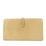 CHANEL COCO Button Leather Double Hook Long Wallet Beige A20905