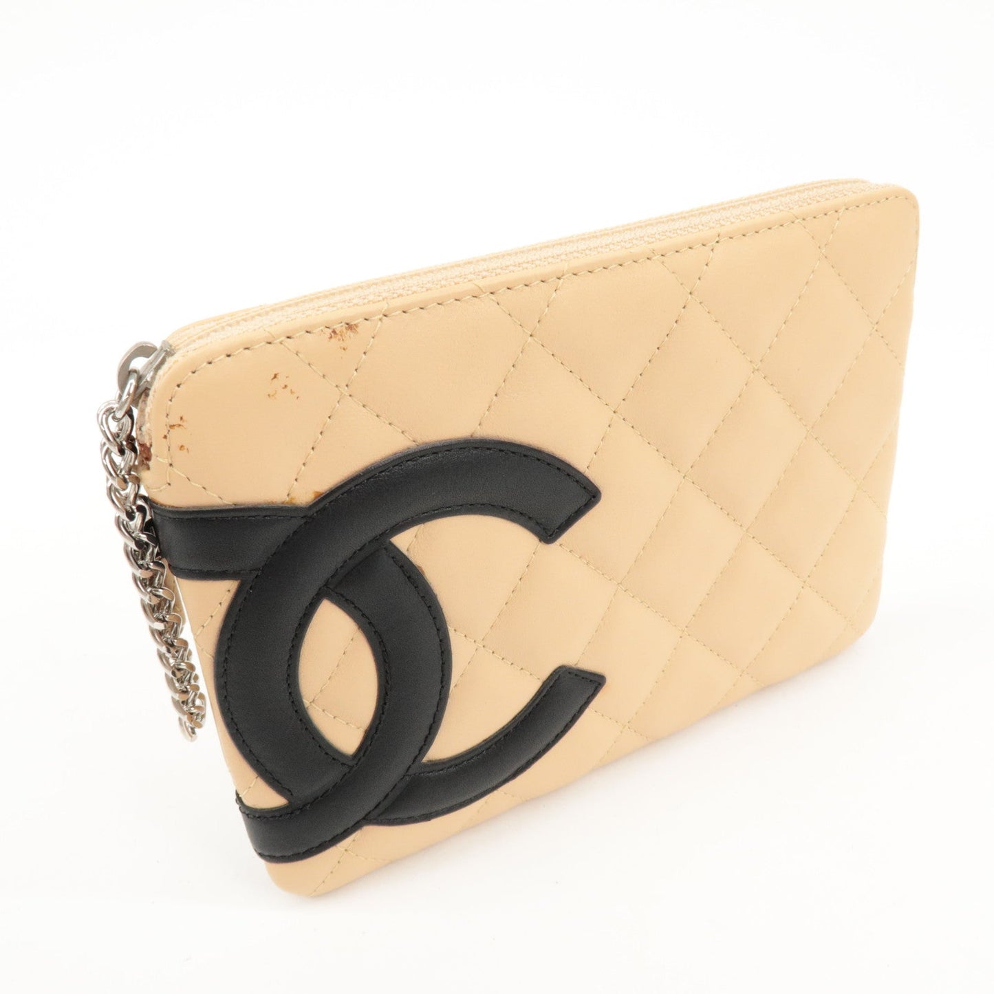 CHANEL COCO Mark Cambon Line Leather Pouch Beige  d