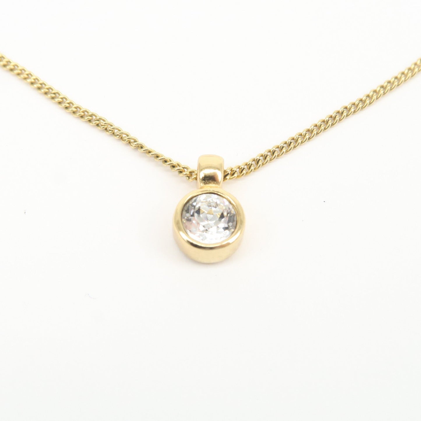 Christian Dior Logo Metal 1P Stone Necklace Choker Gold