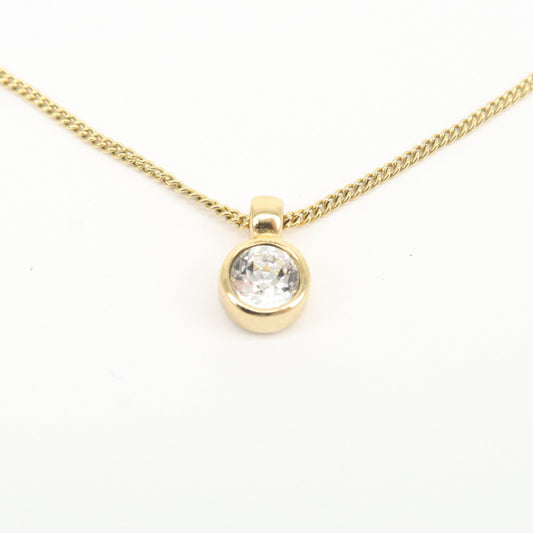 Christian Dior Logo Metal 1P Stone Necklace Choker Gold