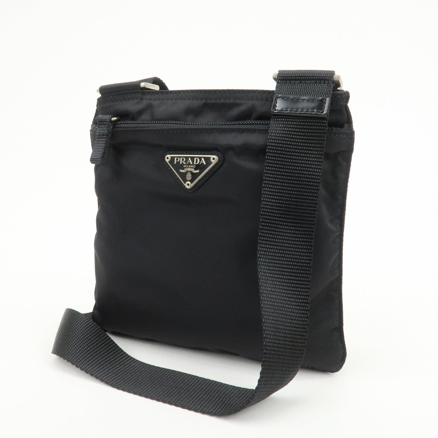 PRADA Triangle Logo Nylon Shoulder Bag Crossbody Bag Black B7372