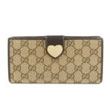 GUCCI Lovely Heart GG Canvas Leather Bi-fold Long Wallet 203550