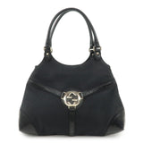 GUCCI Interlocking G Canvas Leather Hand Shoulder Bag Black 114875  d