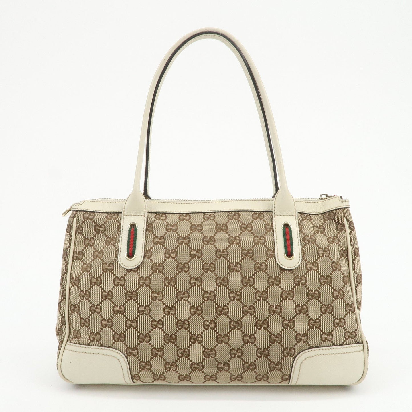 GUCCI Princy Sherry GG Canvas Leather Tote Bag Brown Ivory 177052