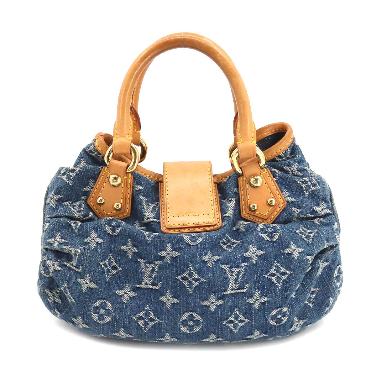 Louis Vuitton Monogram Denim Pleaty Canvas Leather Blue