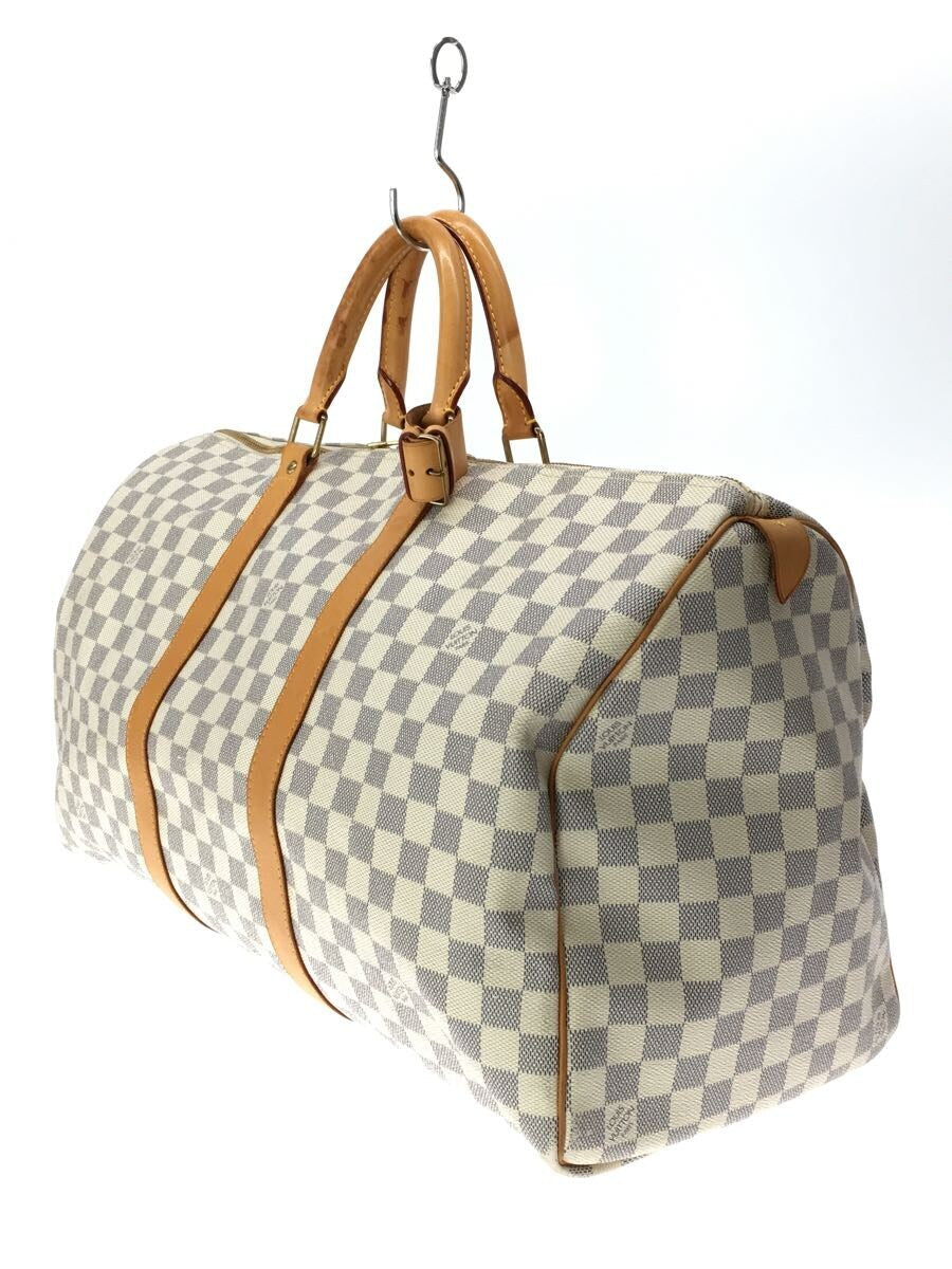 Louis Vuitton Keepall 50 Damier Azur Shoulder Bag White