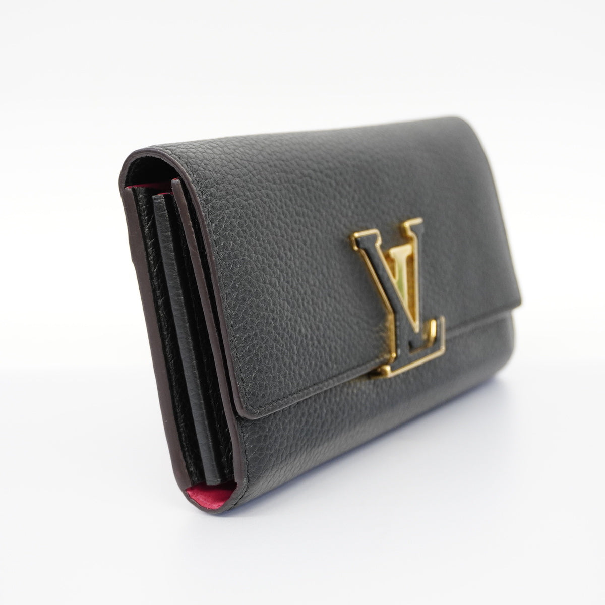 Louis Vuitton Bifold Long Wallet Taurillon Portefeuille Capucines Noir