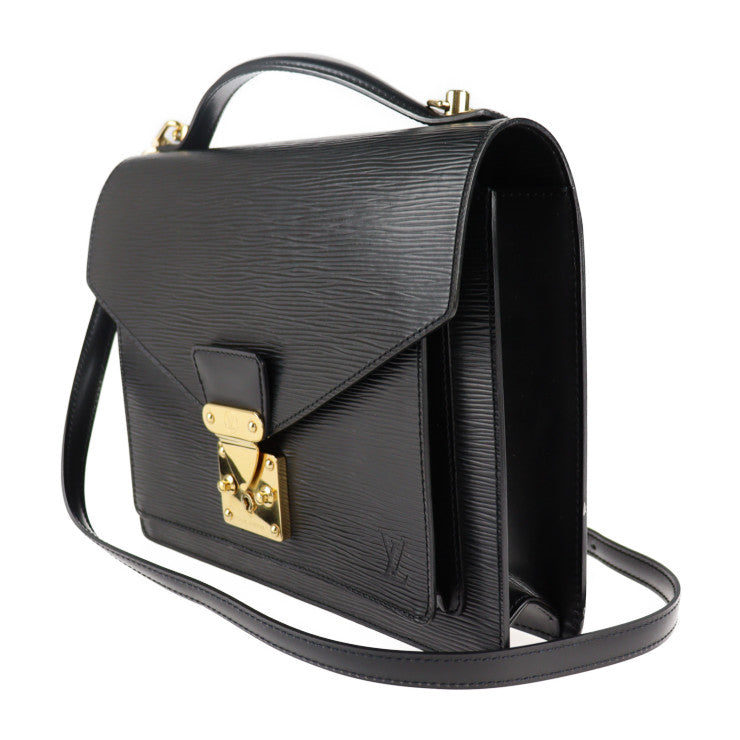 Louis Vuitton Monceau Handbag Epi Leather Noir 2way Business Bag