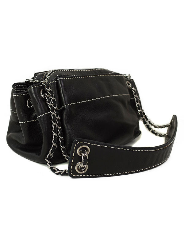 Chanel Logo Chain Semi-Shoulder Bag Black
