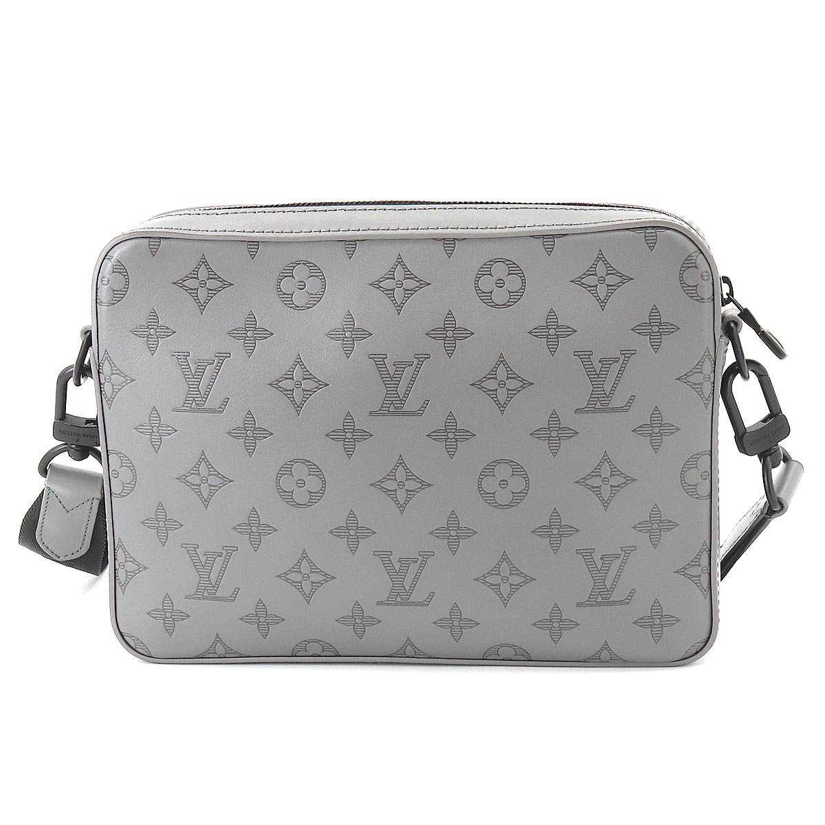 Louis Vuitton Monogram Shadow Duo Messenger Shoulder Bag Leather Gray