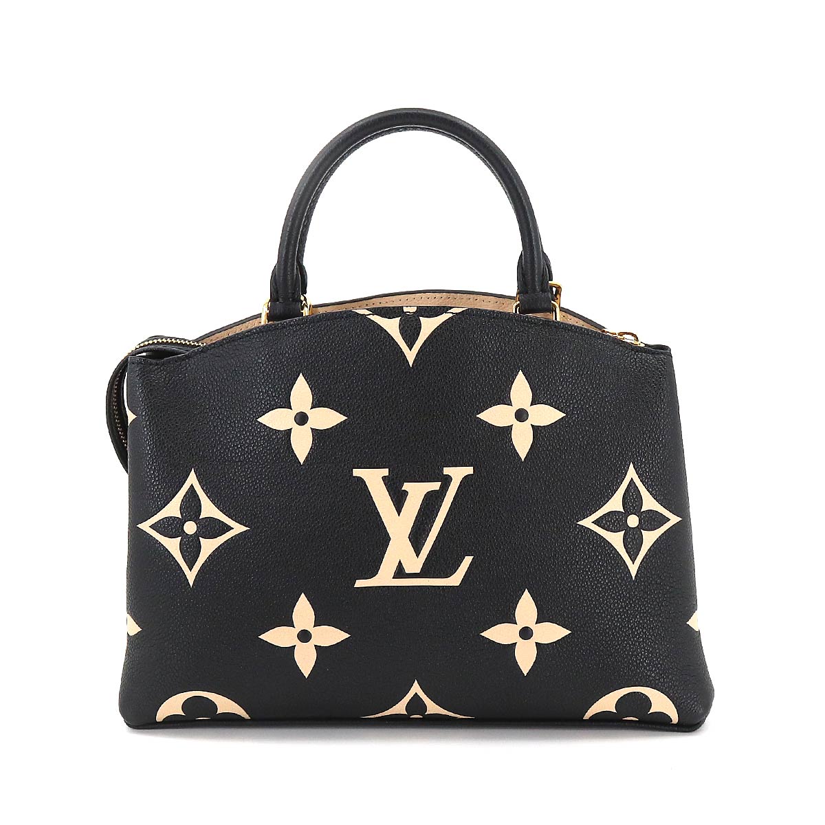 Louis Vuitton Bicolor Monogram Emplant Petit Palais PM Shoulder Bag Black Beige