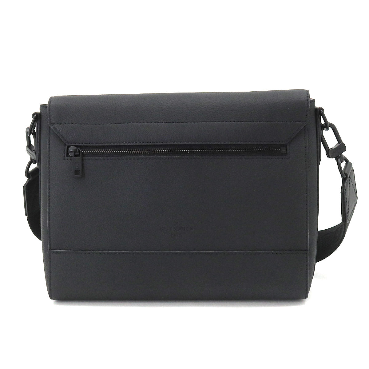 Louis Vuitton Aerogram Takeoff Messenger Shoulder Bag Leather Black