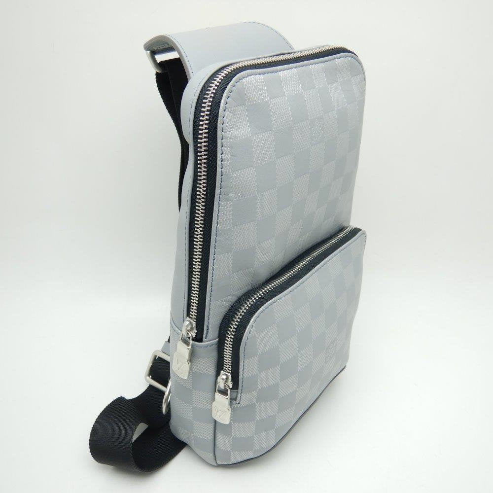Louis Vuitton Damier Anfini Avenue Sling Bag Silver Gray Body Bag