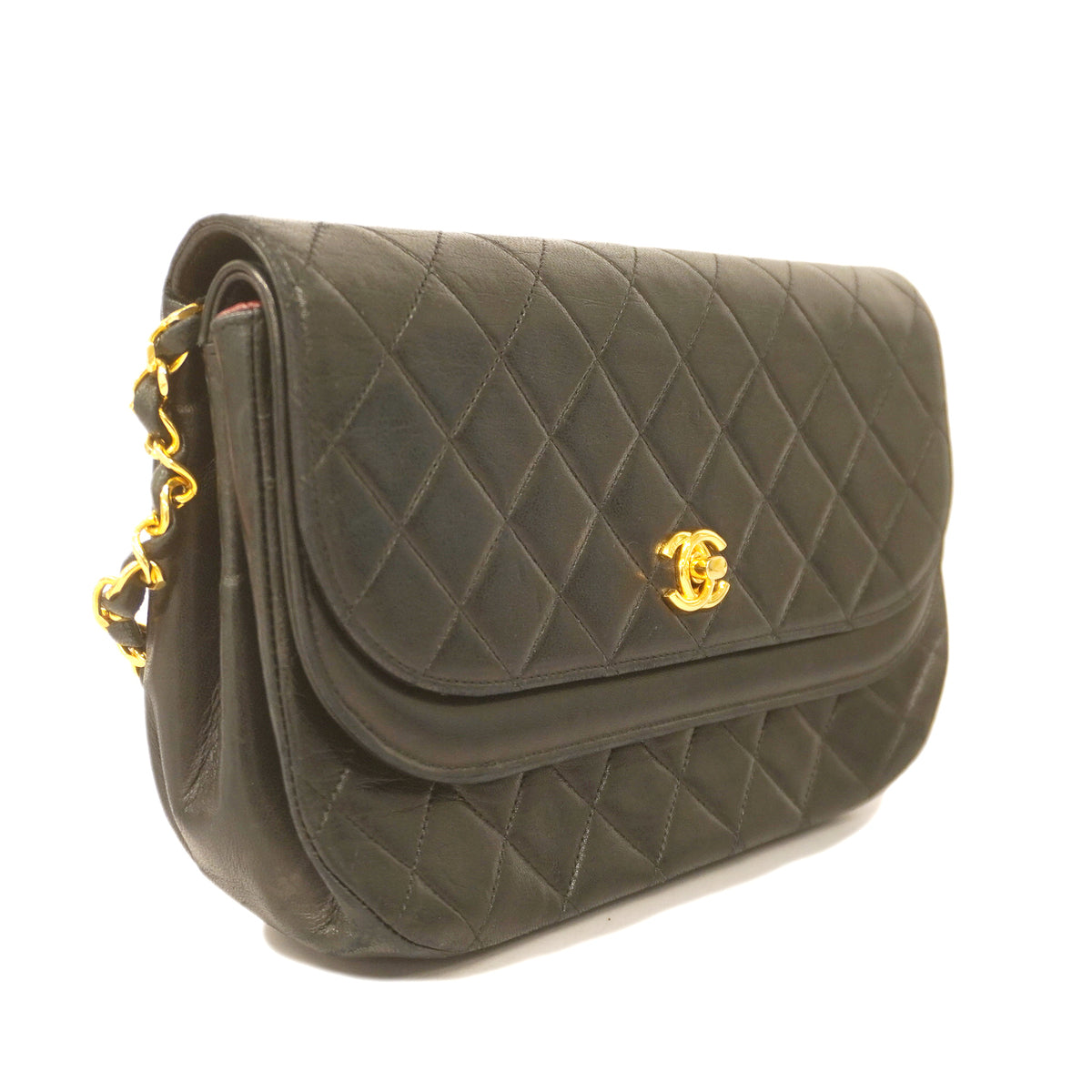 Chanel Shoulder Bag Matelasse Lambskin Black