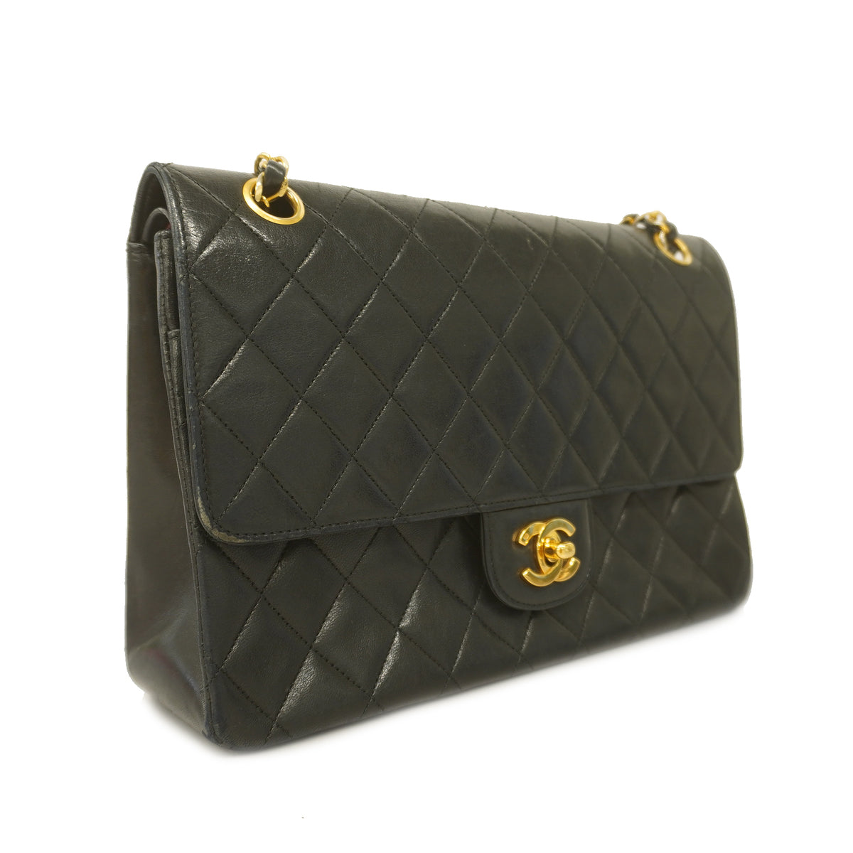 Chanel Matelasse W Flap W Chain Lambskin Black