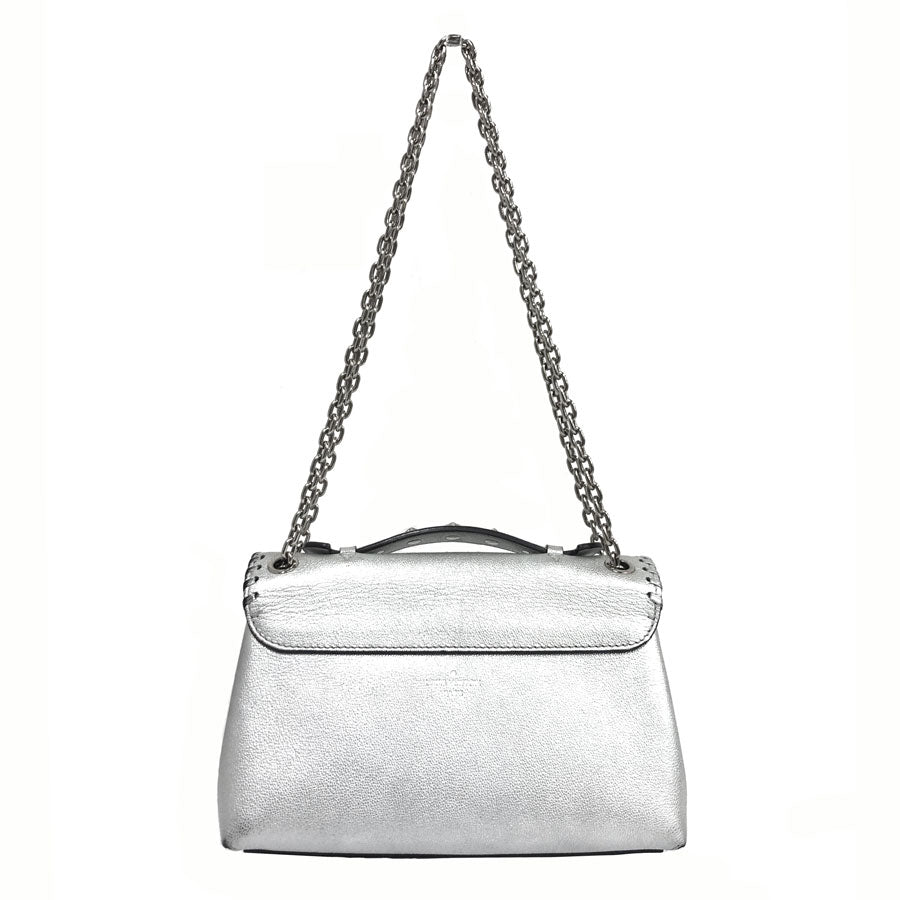 Louis Vuitton Silver Metallic Leather Braided Around Very Chain Bag