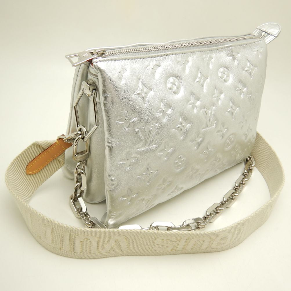 Louis Vuitton Coussin PM Lambskin Leather Shoulder Bag Silver