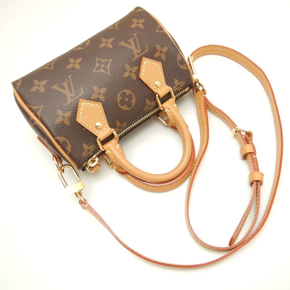 Louis Vuitton Monogram Speedy Crossbody Shoulder Bag Brown