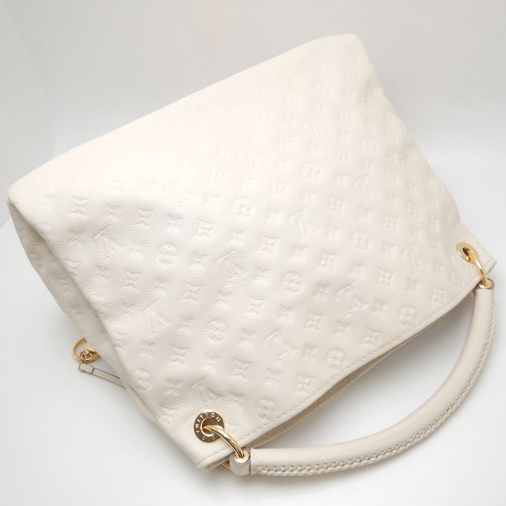 Louis Vuitton Artsy MM Shoulder Bag Emplant Neige White