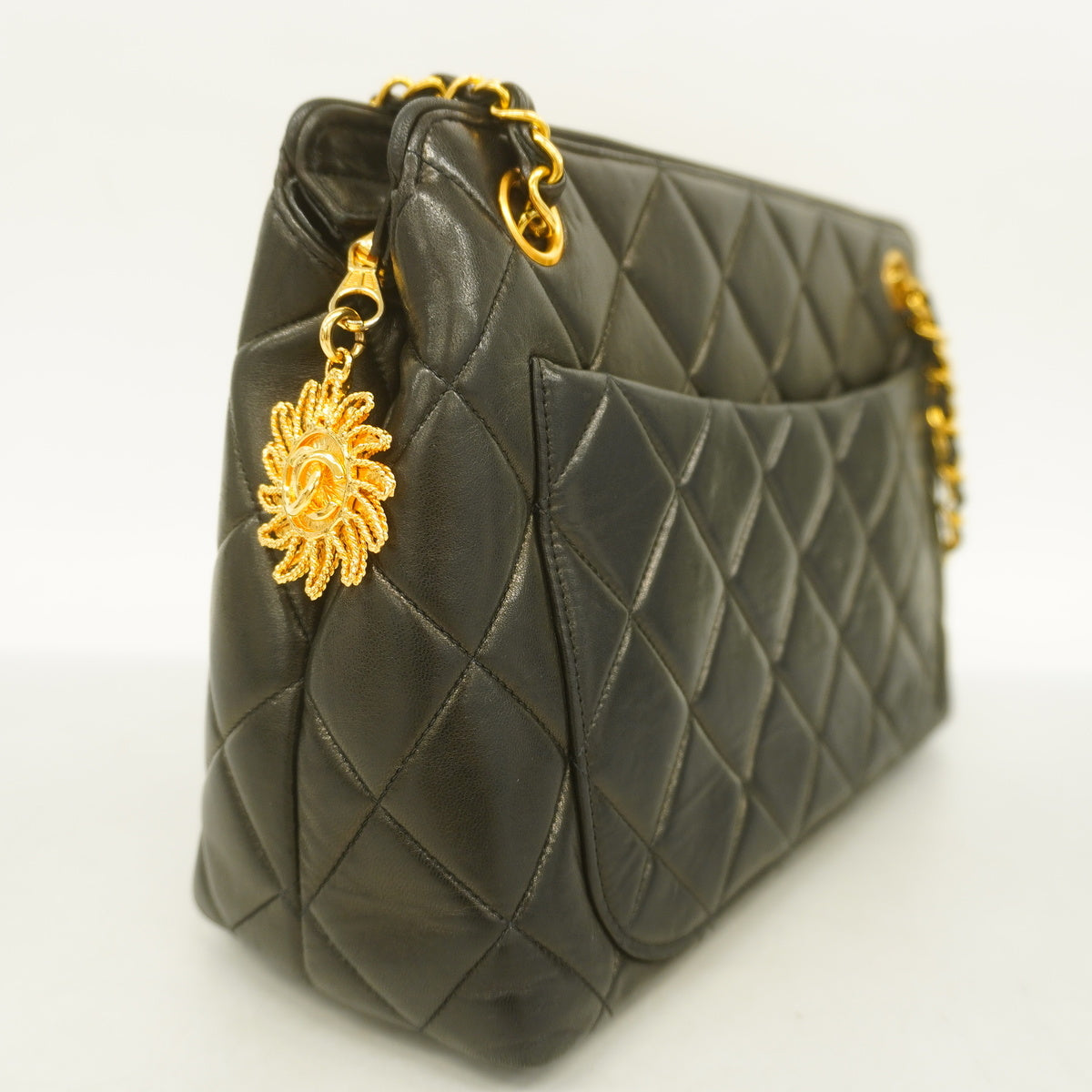 Chanel Shoulder Bag Matelasse Chain Lambskin Black