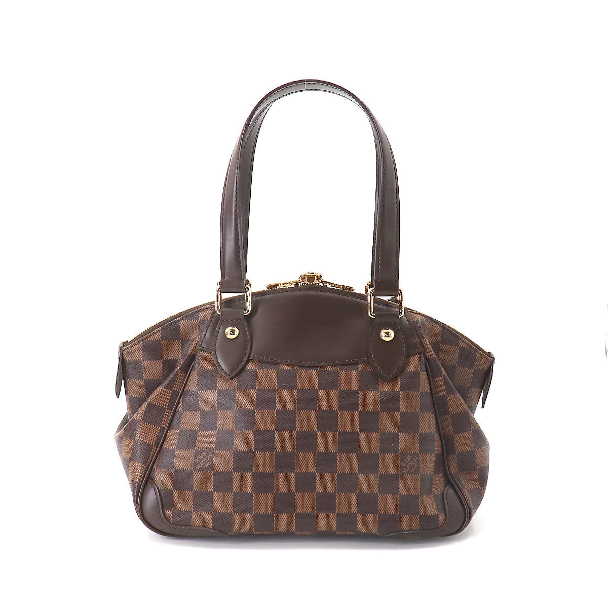 Louis Vuitton Damier Verona PM Hand Bag Ebene Brown Gold Hardware
