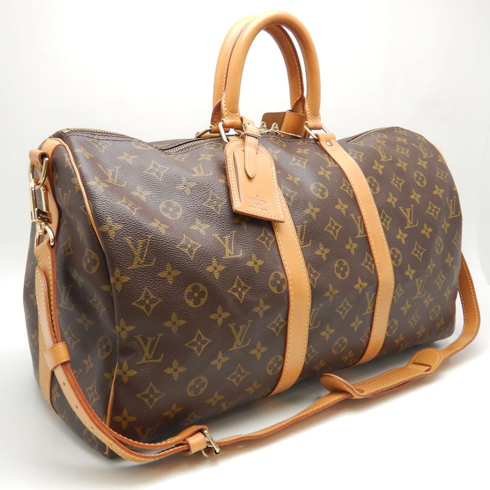 Louis Vuitton Monogram Keepall Bandouliere 45 Boston Bag Brown