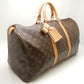 Louis Vuitton Monogram Keepall 50 Boston Bag Brown
