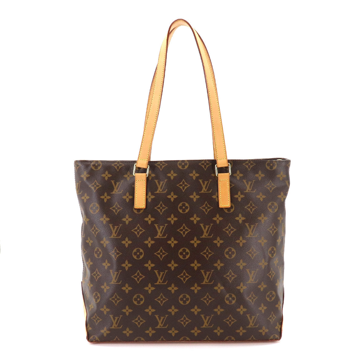 Louis Vuitton Monogram Cabas Mezzo Tote Bag Brown Gold Metal Fittings
