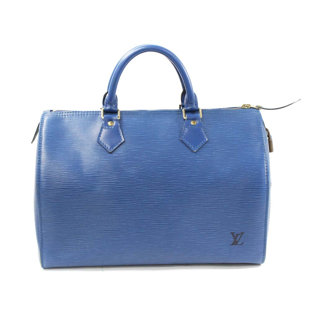 Louis Vuitton Epi Speedy 30 Mini Bag Handbag Blue Epi