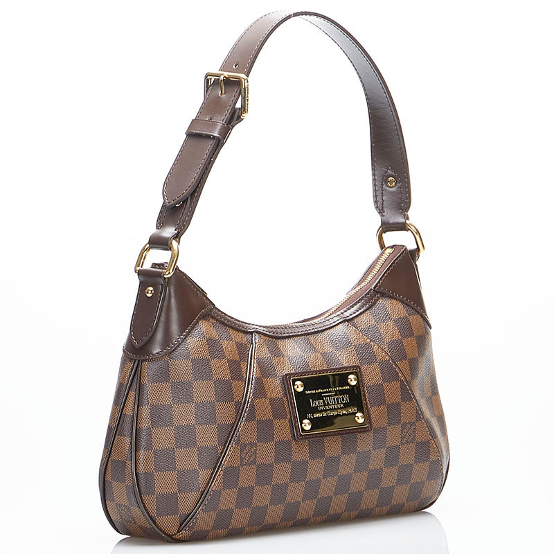 Louis Vuitton Damier Thames PM Shoulder Bag Leather Brown PVC