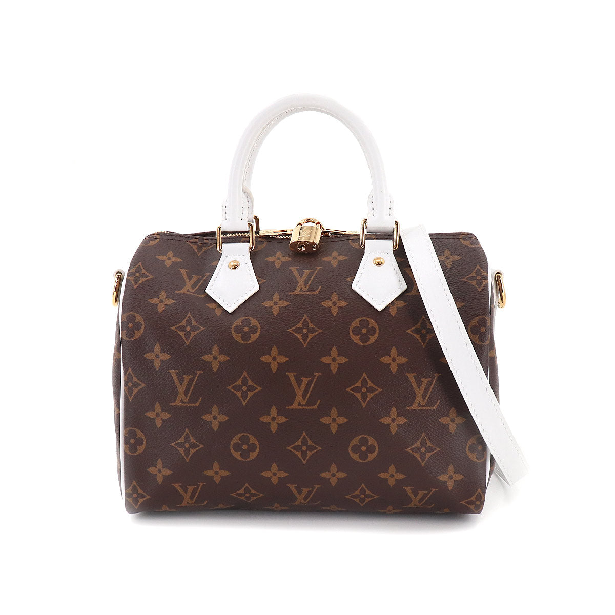 Louis Vuitton Monogram Speedy Bandouliere 25 Shoulder Bag Brown White