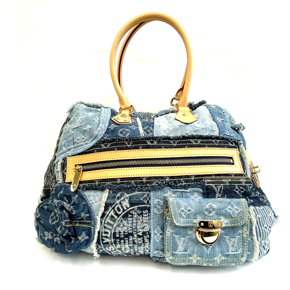 Louis Vuitton Monogram Denim Patchwork Bowery Tote Bag