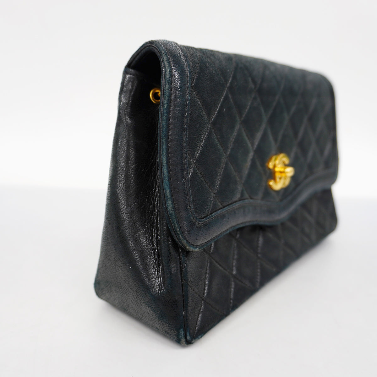 Chanel Shoulder Bag Matelasse Single Chain Lambskin Black Gold