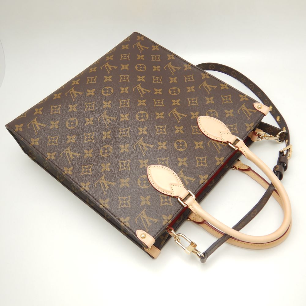Louis Vuitton Monogram Sac Plat PM Tote Bag Brown