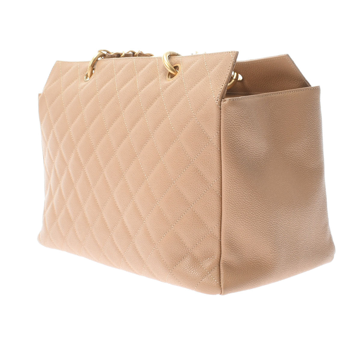 Chanel Matelasse Chain Tote Bag Beige/Gold Hardware Caviar Skin