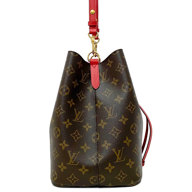 Louis Vuitton Shoulder Bag Neonoe Brown Red Coquelicot Monogram
