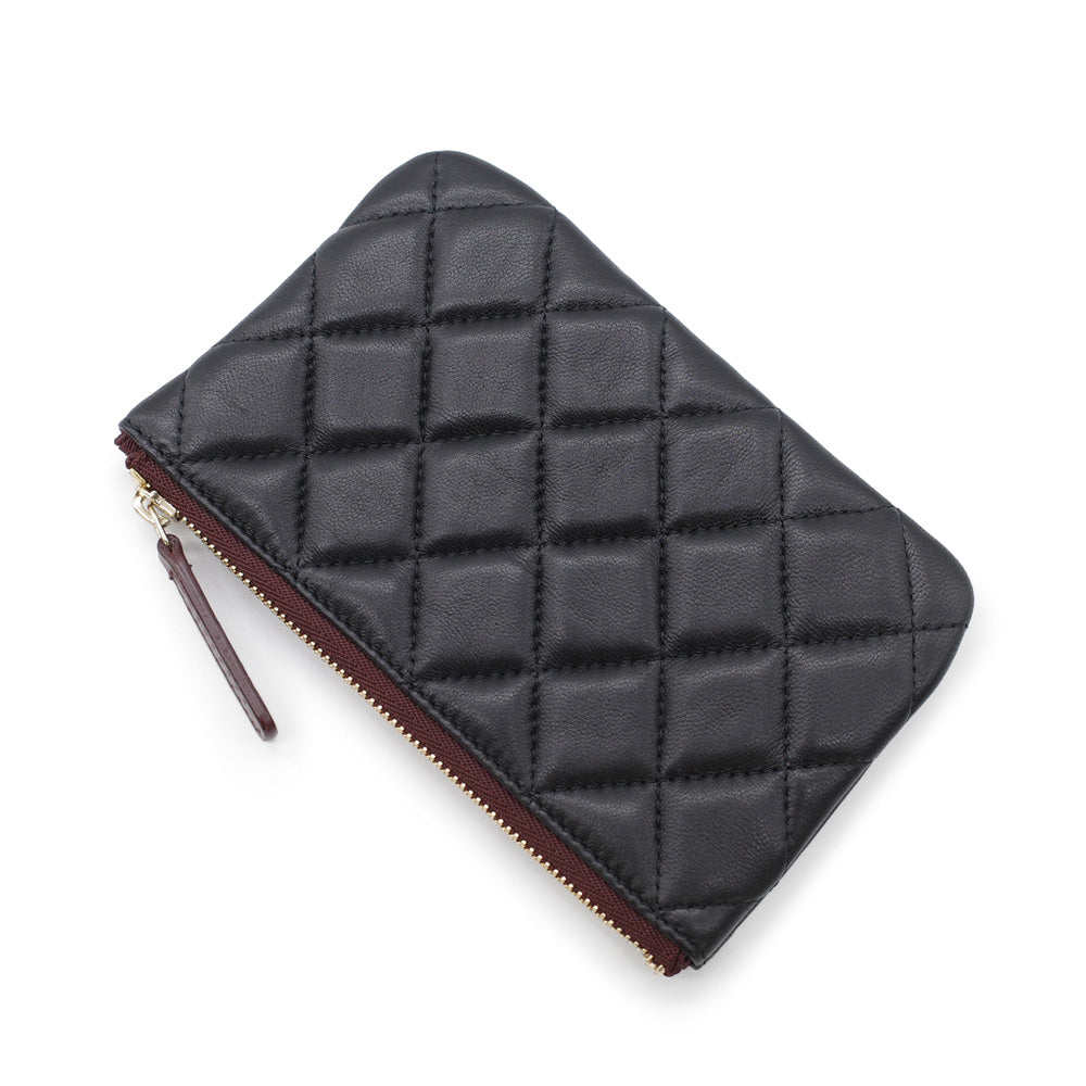 Chanel Classic Mini Pouch Cosmetic Pouch Matelasse Black Lamb Cocomark