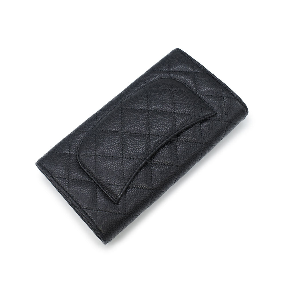 Chanel Matelasse Long Wallet Caviar Skin Black