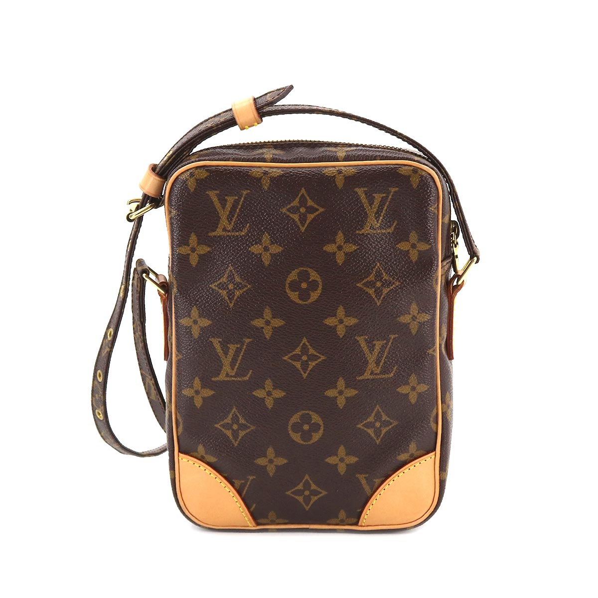 Louis Vuitton Monogram Danube Shoulder Bag Brown Gold Hardware