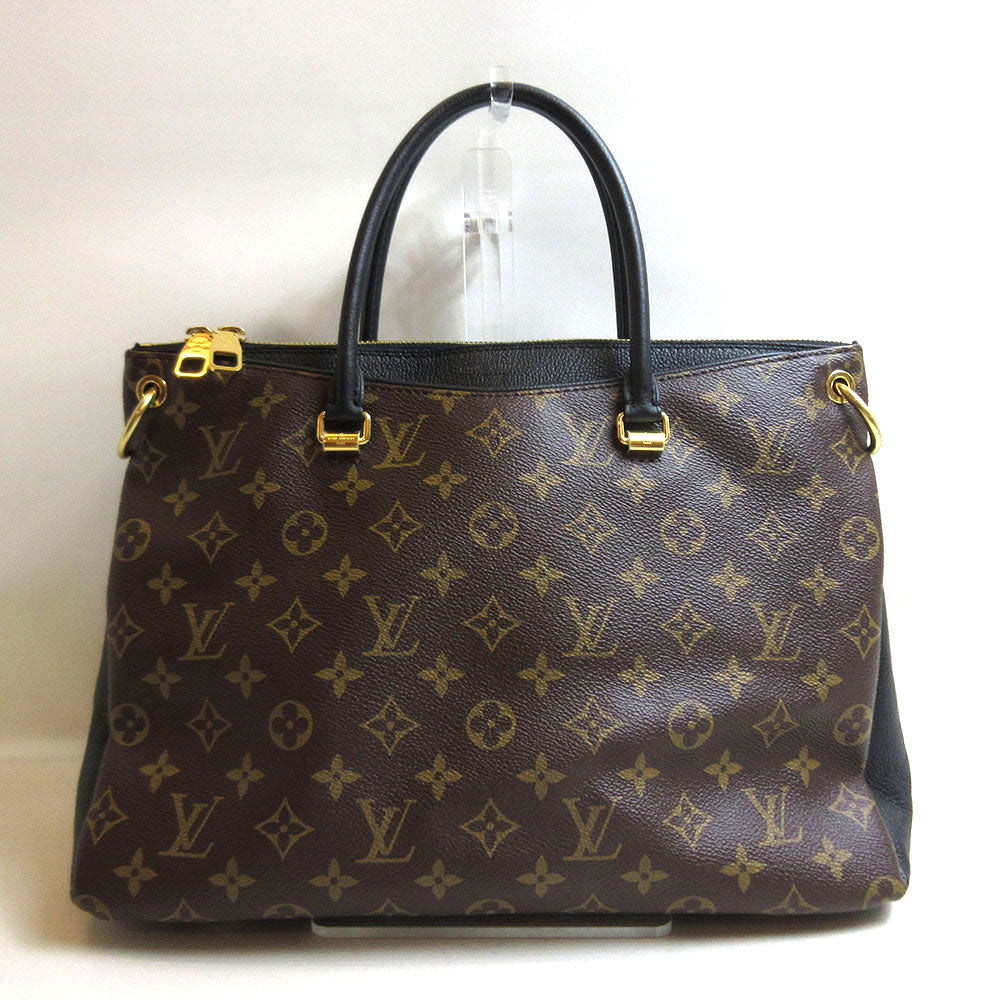 Louis Vuitton Pallas Black Handbag Shoulder 2 Way Bag Monogram